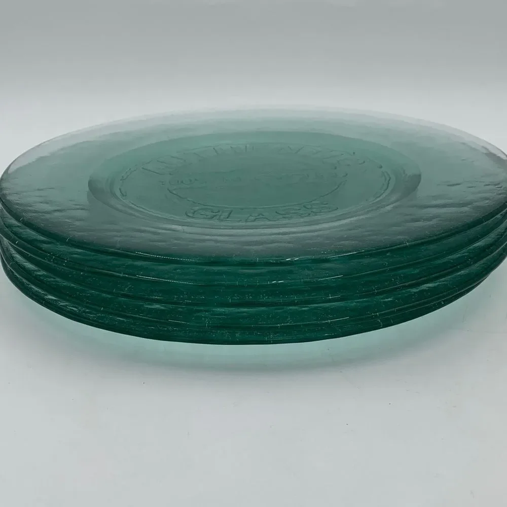 Authentic Recycled Glass Dinner Plates – Green Embossed, Made in Spain ONE plate